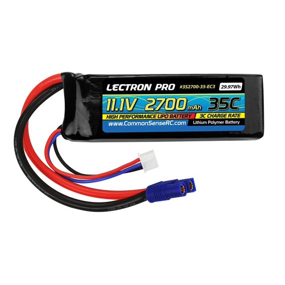 Lectron Pro 11.1 volt - 2700mAh 35C Lipo Battery for Blade 350 QX with EC3 Connector