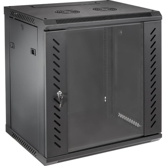 Lectronify 12 RU Deep 600mm Server Rack, 19-Inch Wall-Mountable Steel Network & Telecom Cabinet, Locking Window Door, 132 lb Capacity, Front & Rear Rails, Fan Vents and Cable Routing