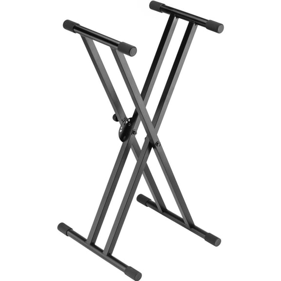 Lectronify Double-X Keyboard Stand, Adjustable Height with Pull Lock, Heavy-Duty Metal Build, 154 lb Capacity, Foldable with Non-Slip Supports