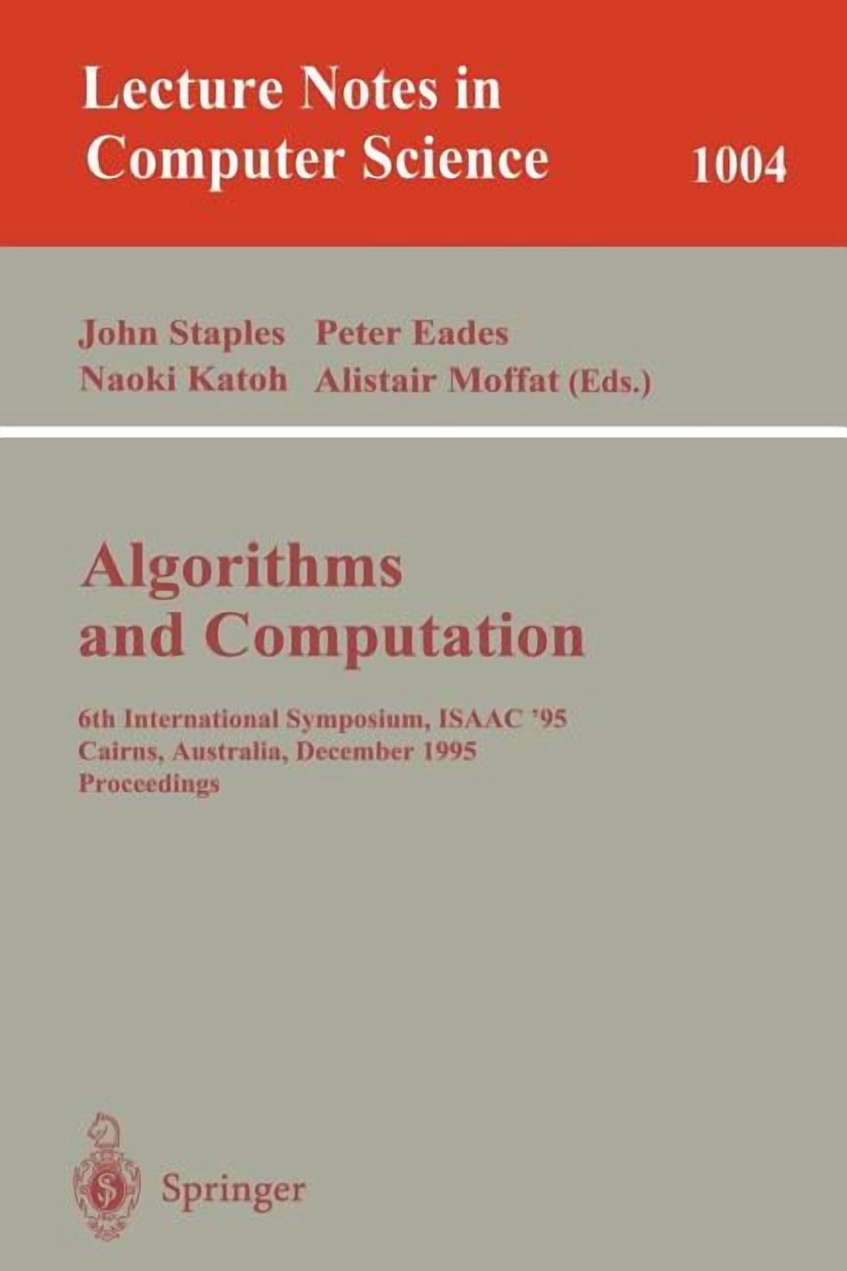 Lecture Notes in Computer Science Algorithms and Computations: 6th ...