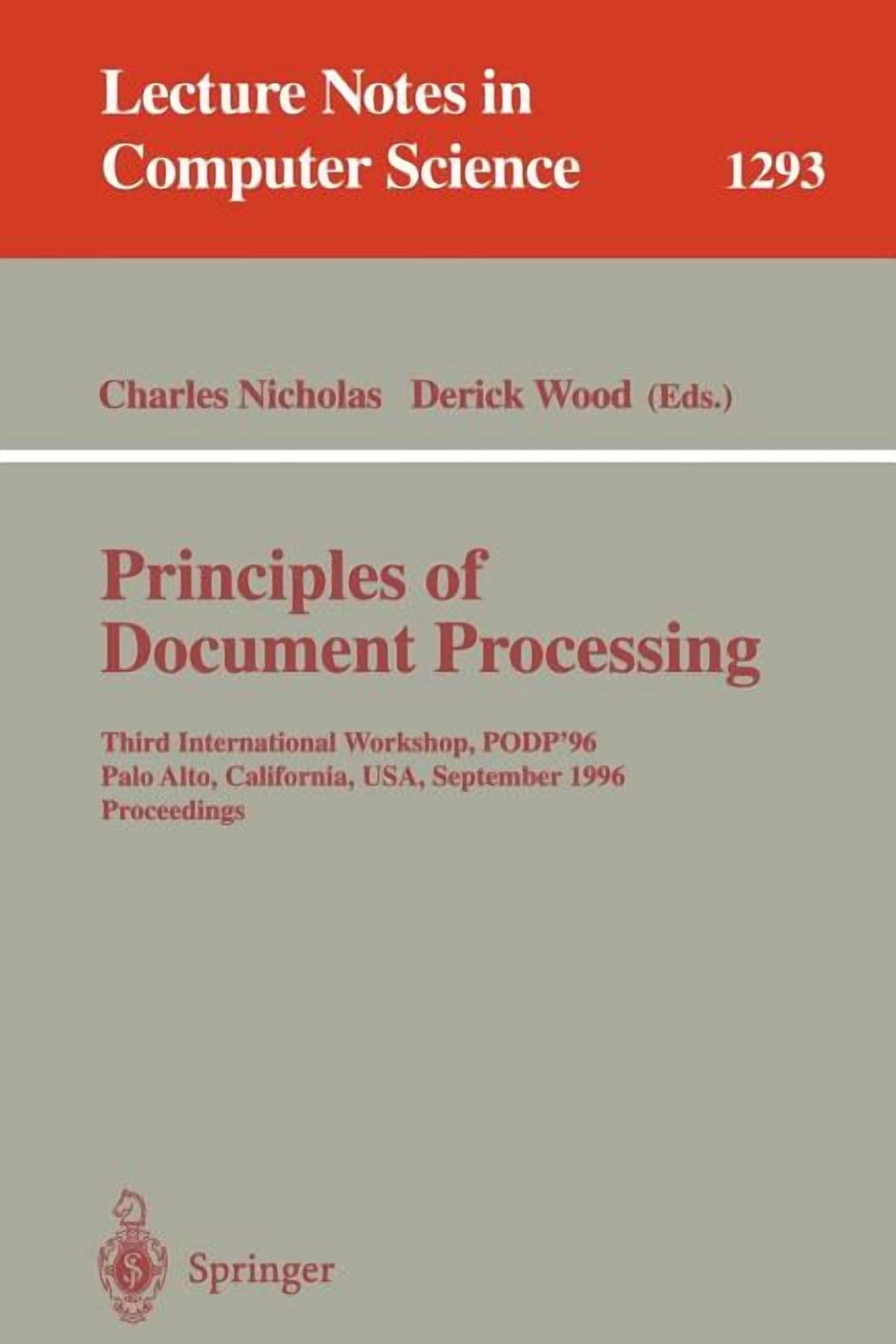 Lecture Notes in Computer Science Principles of Document Processing ...