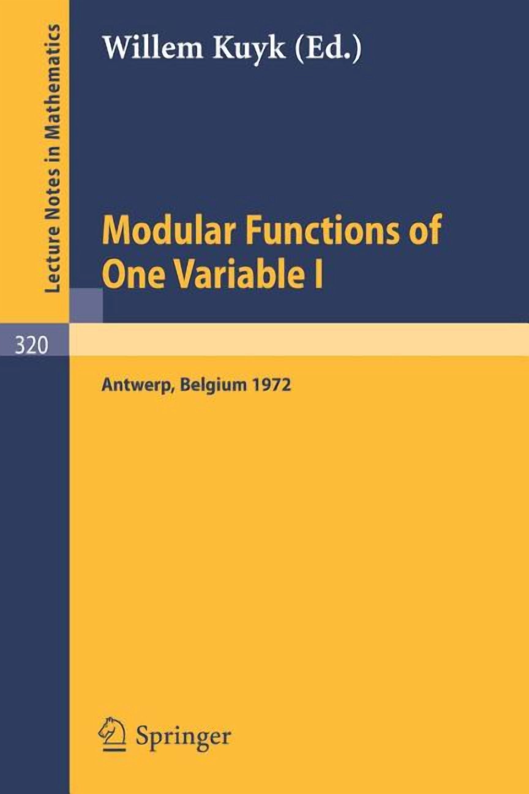 Modular Function Explain One Way Function Lecture Notes in Mathematics Modular Functions of One Variable I ...