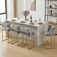thumbnail image 1 of Lecut 26" H Counter Height Bar Stools Set of 4, Modern Velvet Bar Stools with Square Open Backrest and Gold Metal Frame, Kitchen Counter Stools for Island, Home Bar, Pub,Grey+Gold, 1 of 9