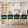 thumbnail image 1 of Lecut 26" H Counter Height Bar Stools Set of 4, Modern Velvet Bar Stools with Square Open Backrest and Gold Metal Frame, Kitchen Counter Stools for Island, Home Bar, Pub,Green+Gold, 1 of 9