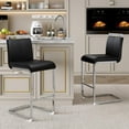 thumbnail image 1 of Lecut Bar Stools Set of 2,Counter Height Bar Stools with Back and Footrest,Modern Leather Counter Stools,Armless Dining Chairs for kitchen island,Pub,Bar,Black, 1 of 8