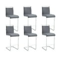 thumbnail image 1 of Lecut Bar Stools Set of 6,Counter Height Bar Stools with Back and Footrest,Modern Leather Counter Stools,Armless Dining Chairs for Kitchen Island,Pub,Bar(Dark Grey+Silver), 1 of 7