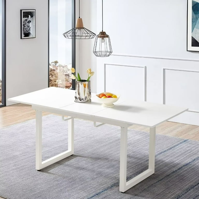 Lecut Extendable Dining Table for 4 8 Person Extendable from 55 inch to 71 inch Modern Rectangle Dining Table with MDF Tabletop and Metal Frame
