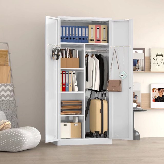 Lecut Metal Storage with Lock Door, 71" Armoire Wardrobe Closet