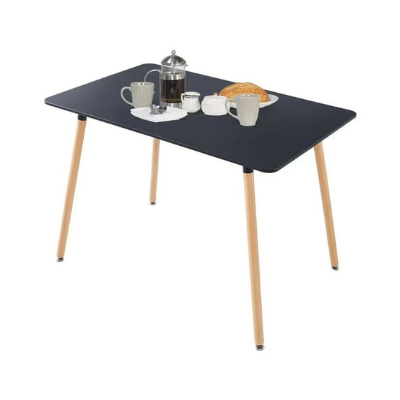 Lecut Mid Century Modern Rectangular Dining Table, 45" White Dining Table with MDF Tabletop and Beech Wood Legs, Small Kitchen Table for Apartment Home Office