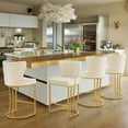 thumbnail image 1 of Lecut Modern Counter Height Bar Stools Set of 4, 26.5" H Bar Chairs with Shell Backrest and Gold Metal Frame, Upholstered Islands Stools for Kitchen, Home Bar, Pub(Cream+Gold), 1 of 7