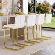 Lecut Bar Stools Set of 4, 25" Counter Height Bar Stools with Back and Footrest, Modern Leather Counter Stools, Armless Dining Chairs for kitchen island, Pub, Bar,