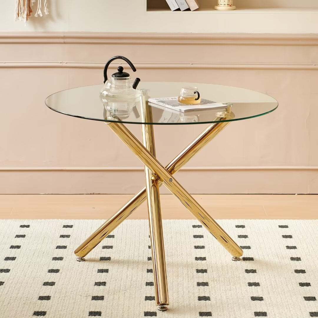 Lecut Round Glass Dining Table for 2 to 4 Person, 31.5" Modern Dining ...