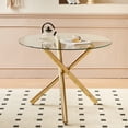 thumbnail image 1 of Lecut Round Glass Dining Table for 2 to 4 Person, 31.5" Modern Dining Room Table with Tempered Glass Top & Golden Metal Legs,Small Kitchen Table for Apartment,Home, Office, 1 of 7