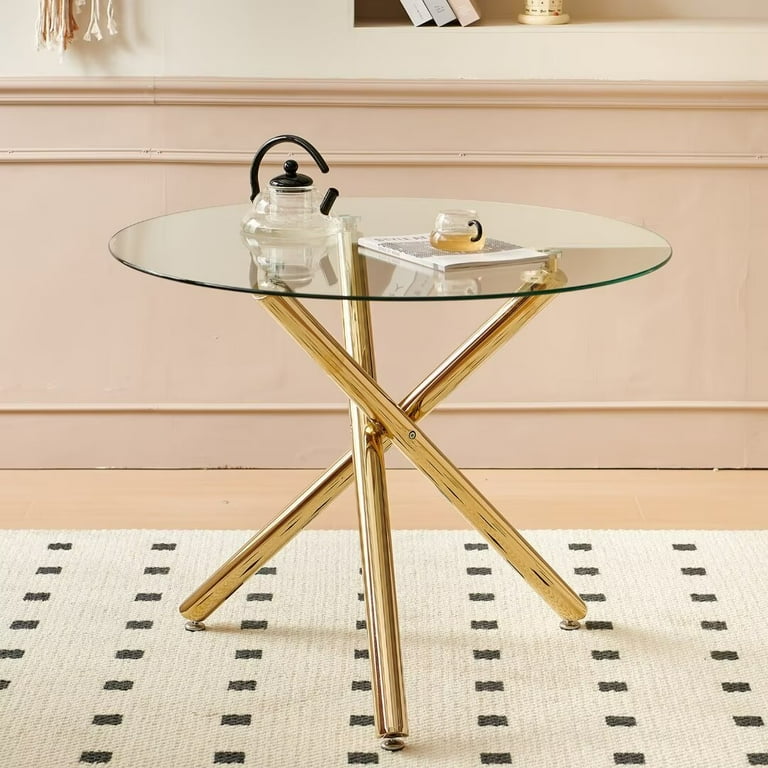 Glass Dining Person Round Dining Table Lecut Round Glass Dining