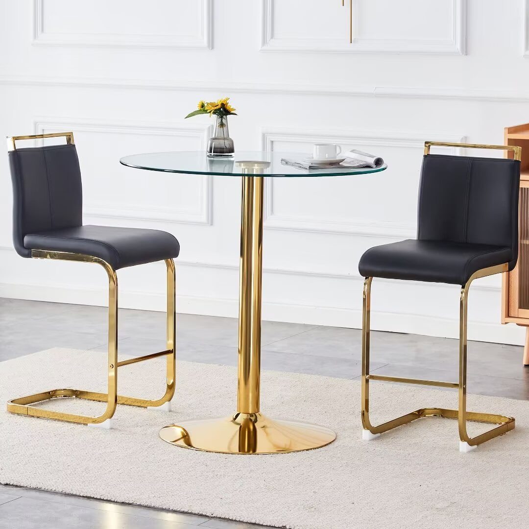 Lecut Round Glass Dining Table Set for 2, Small Circle Kitchen Table ...