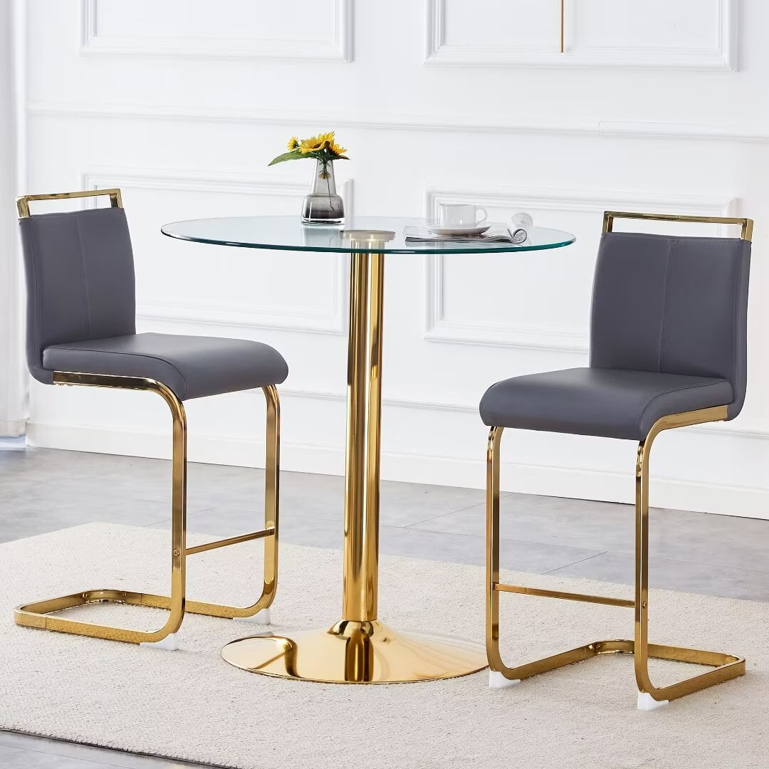 Lecut Round Glass Dining Table Set for 2, Small Circle Kitchen Table ...