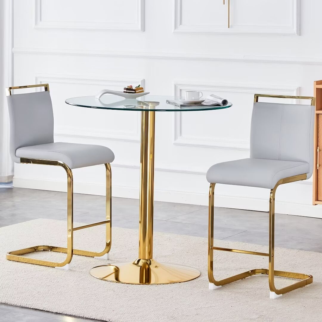 Lecut Round Glass Dining Table Set for 2, Small Circle Kitchen Table ...