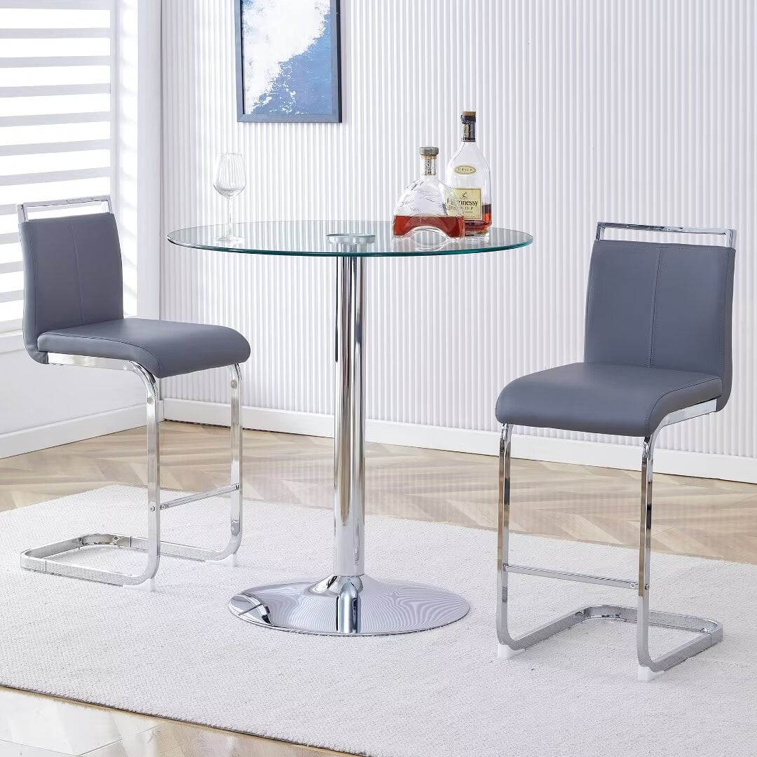 Lecut Round Glass Dining Table Set for 2, Small Circle Kitchen