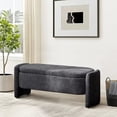 thumbnail image 1 of Lecut Storage Bench for Bedroom Sherpa Upholstery Oval Ottoman Bench for Living Room Modern End of Bed Storage Bench with Large Storage Space 47“ Entryway Storage Bench Dark Grey, 1 of 9