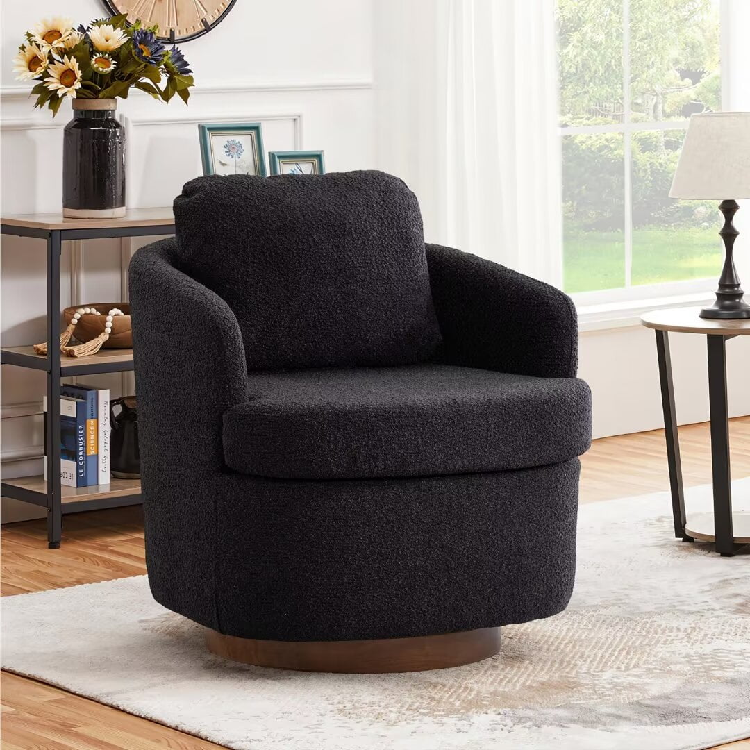 Lecut Swivel Accent Chair For Living Room, Oversized 360° Swivel Barrel ...