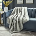thumbnail image 1 of Lecuyer Faux Wolf Fur Throw - Reverse Micromink, Extra Soft 50" x 60", Dark Grey, 1 of 10