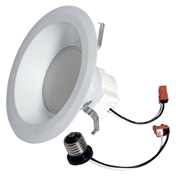 ge lighting 22237 led 10-watt 700-lumen dimmable 4-inch recessed rs6 indoor flood downlight with medium base and trim ring