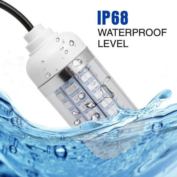 Led 12V 15W Underwater Fishing Attract Light LED Lamp Fish Finding System Light With 30ft Power Cord And Battery Clip