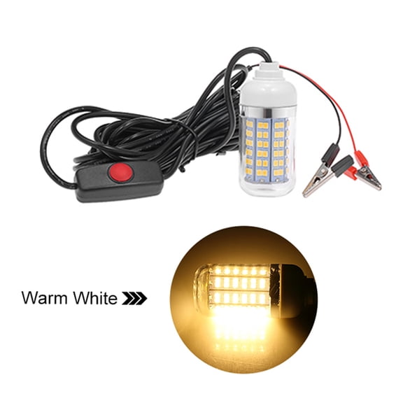Led 12V 15W Underwater Fishing Attract Light LED Lamp Fish Finding System Light With 30ft Power Cord And Battery Clip