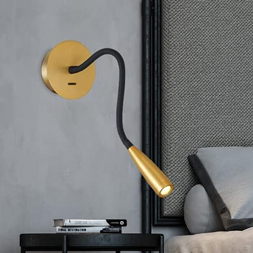 Led 3W Round Shape Hose Wall Lamp Golden Aluminum Wall Light Free Spin Bedroom Reading Light Living Room Restaurant Illumination Lamps