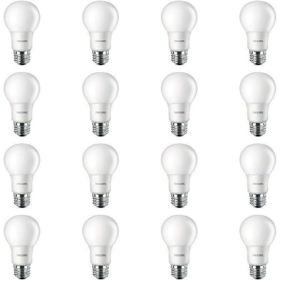 Philips LED Light Bulb, A19 Non-Dimmable Frosted, 800 Lumens, 60-Watt Equivalent, Daylight, 16-Pack