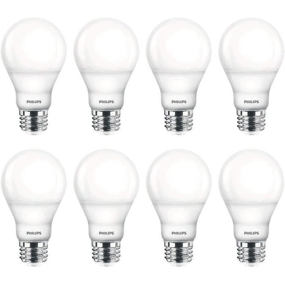 Philips LED Dimmable A19 Soft White 60W Equivalent Bulbs – 8 Pack