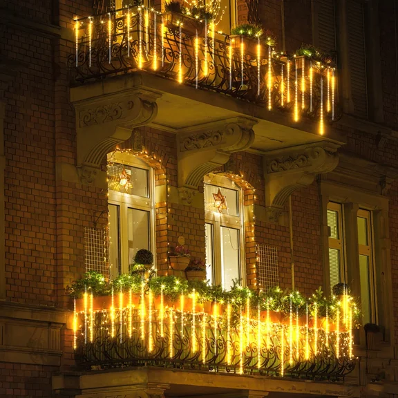 Led 8 Tubes Meteor Shower Lights Garden Waterproof String Light Party Decor Lamp