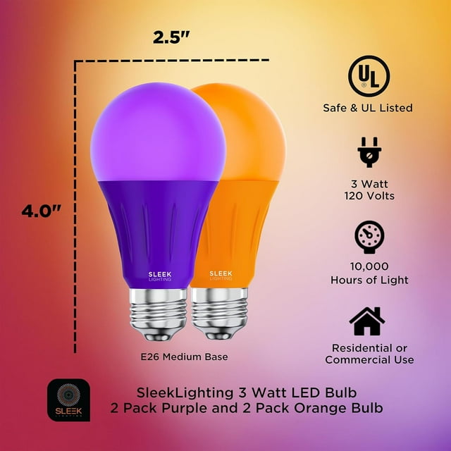 Led A19 Light Bulb, 120 Volt 3Watt Energy Saving Medium Base Ul