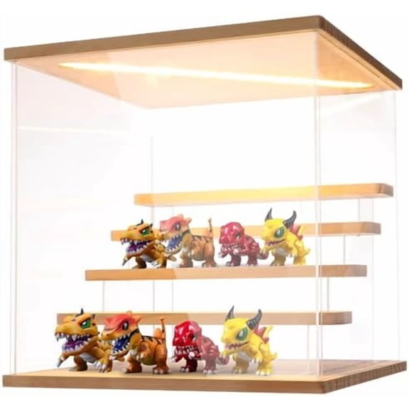 Led Acrylic Figures Display Case - Clear Action Figurine Lighted Display Case with Light for Figures Display Box Stand, Dustproof Protection Showcase Cabinet for Figurines Collection$$Storage