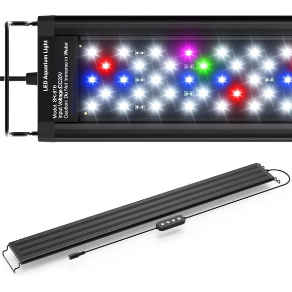 Led Aquarium Light for Plants-Full Spectrum Fish Tank Light with Timer Auto On/Off, 30-36 Inch, Adjustable Brightness, White Blue Red Green Pink LEDs with Extendable Brackets for Freshwater
