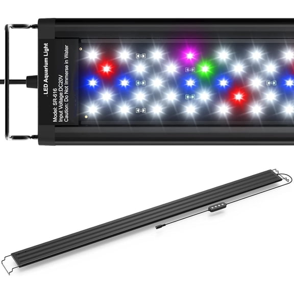 Led Aquarium Light for Plants-Full Spectrum Fish Tank Light with Timer Auto On/Off, 48-54 Inch, Adjustable Brightness, White Blue Red Green Pink LEDs with Extendable Brackets for Freshwater