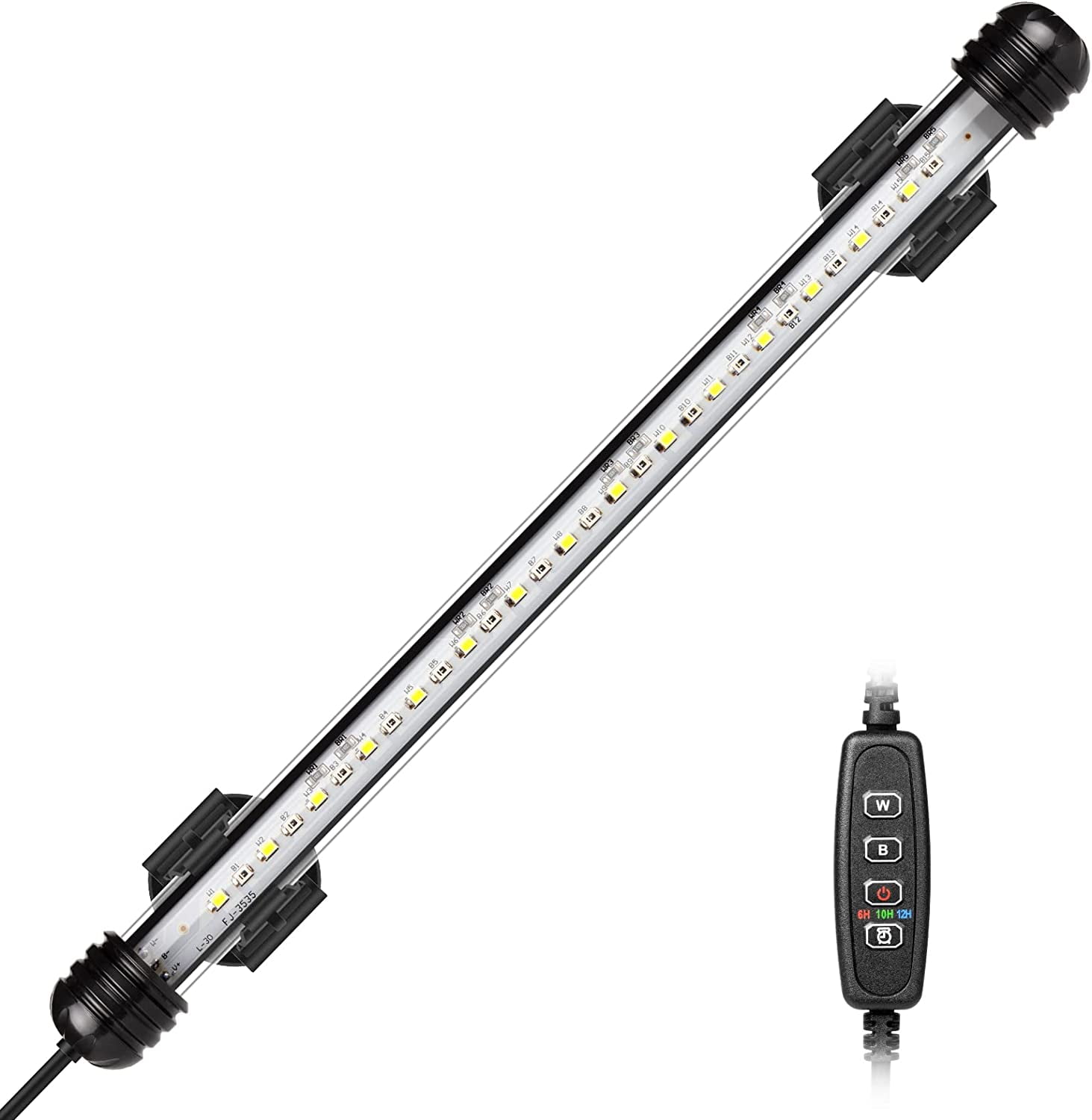Led Aquarium Light, Submersible Aquarium Light With Auto On/Off Timer, Color Changing Blue And White Led Lighting For 30-50Cm Fish Tanks