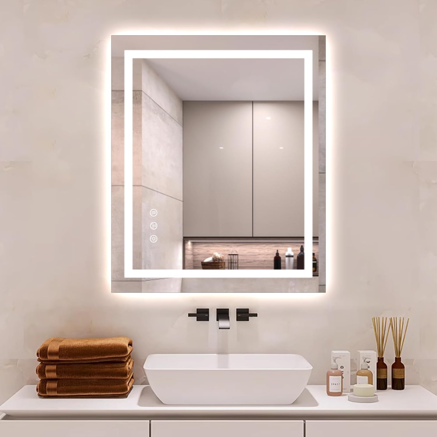 Led Bathroom Mirror for Wall 30x36 inch with Front and Backlit Lights