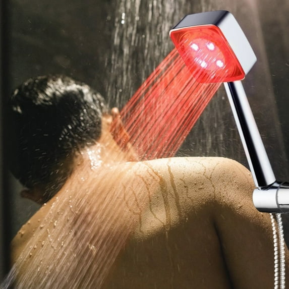 Led Bathroom Shower Head,7 Colors Led Romantic Light Water Bath Home Bathroom Shower Head, Handing Rainfall Shower Head Compatible with Water Shower Bathroom