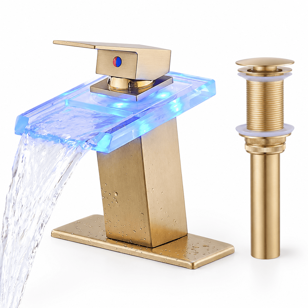 Led Bathroom Sink Faucet Brushed Waterfall Open Glspout - Walmart.com