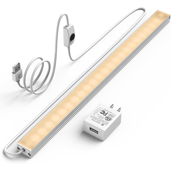 Led Under Cabinet Light, 12 Inch Led Light Bar, Warm White 3000K, Plug in Undercabinet Led Lighting, Lightweight USB Light Strip, Under Counter Lights for Kitchen/Room/Shelf/Desk/Showcase-UNO-UT
