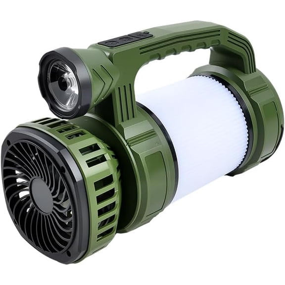 Led Camping Lantern Rechargeable, Portable Lantern 6000mAh, Camping Fan with LED Flashlight,Super Bright Handheld Spotlight for Hurricane Emergency, Outages, Camping, Hiking