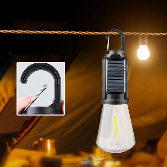 Led Camping Lantern, Usb Rechargeable Outdoor Tent Light, Hanging Bulb with Clip Hook, Solar Powered Light for Camping, Hiking, and Emergency Use, Plastic, by FAJHHA