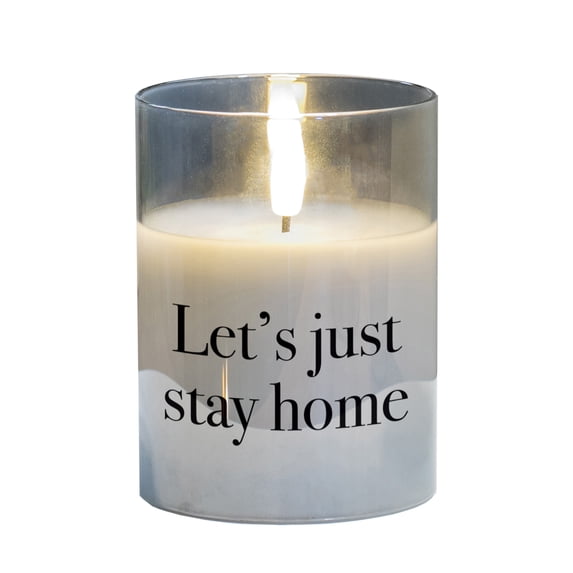 Elanze Designs Let's Just Stay Home Clear 4 x 3 Glass Candle In Glass
