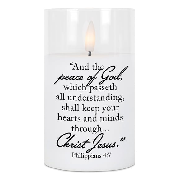 Elanze Designs Peace Of God White 5 x 3 Glass Candle In Glass