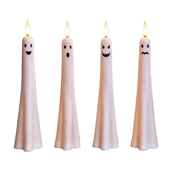 Led Candlesticks Halloween Candles Halloween Lamp Halloween Kitchen Decor Halloween Window Decorations Ghost Decor Halloween Decor A,4 Pcs