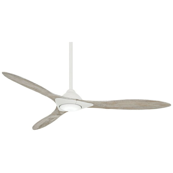 Led Ceiling Fan In Contemporary Style 13 Inches Tall By 60 Inches Wide-Flat White Finish-Bleached Seasoned Wood Blade Color Minka Aire Fans F868l-Whf