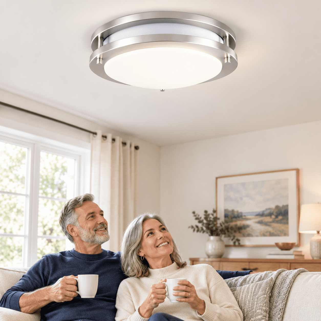 Led Ceiling Light With Remote 12 Inch Flush Mount Fixture 18w 3000k ...