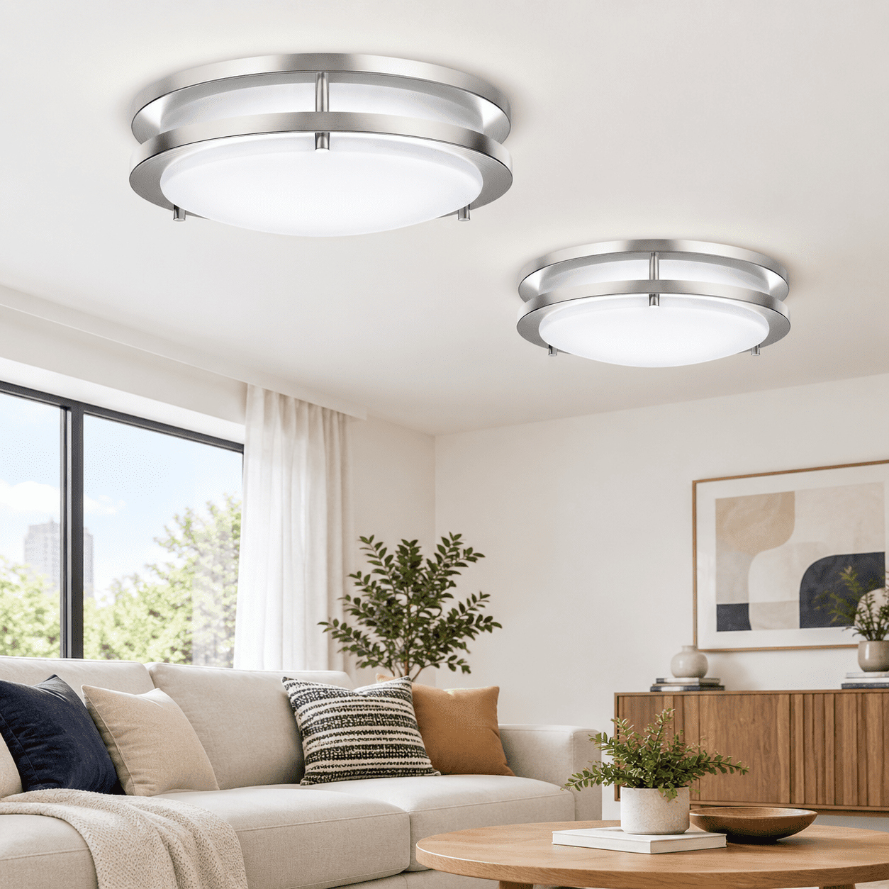Led Ceiling Light With Remote 2 Pack 14 Inch Flush Mount Fixture 24w ...