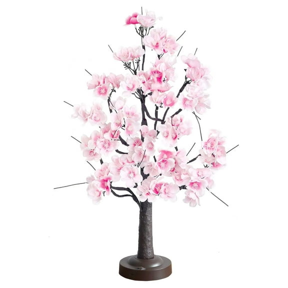 Led Cherry Blossom Tree 18 Inches Pink Bonsai Tree Light with 8 Modes and Timer for Spring Home Wedding Decor Warm White Light Battery USB Powered